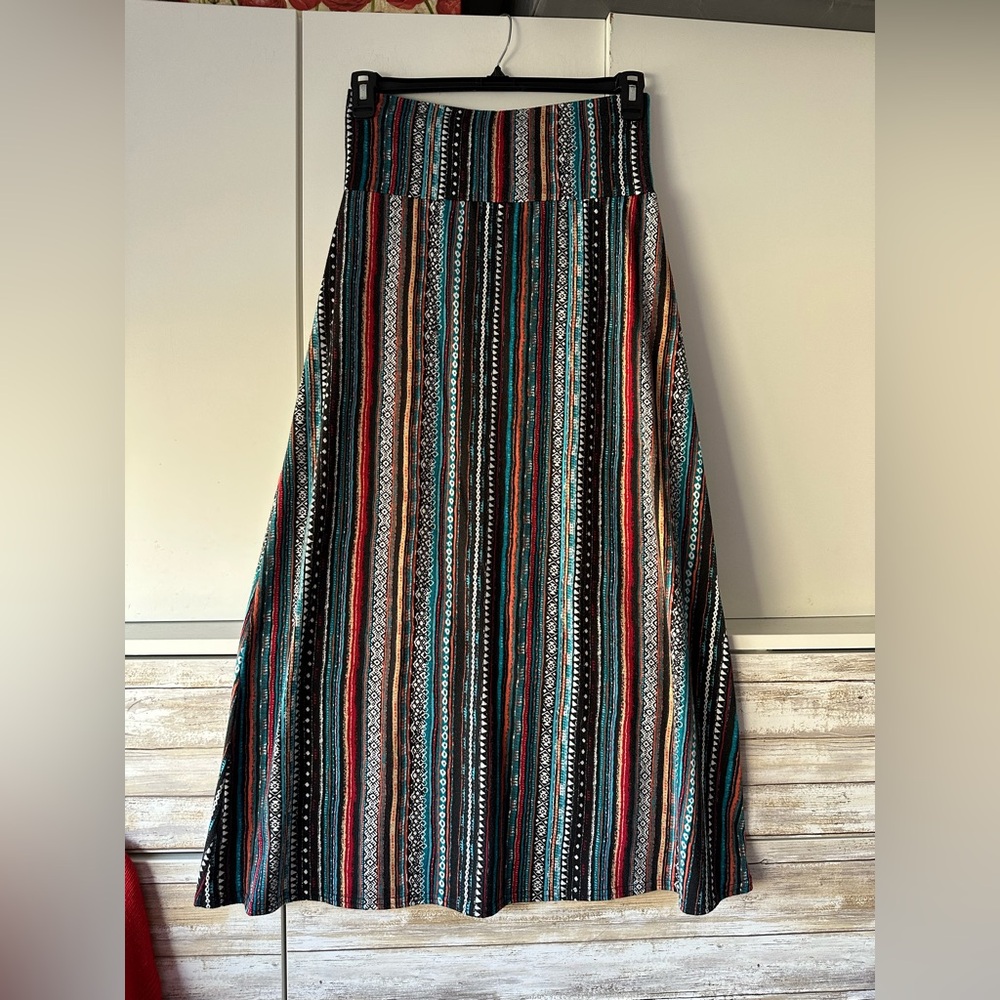 👗✨ Urban Coco Boho Striped Maxi Skirt Size Medium Foldover Waist